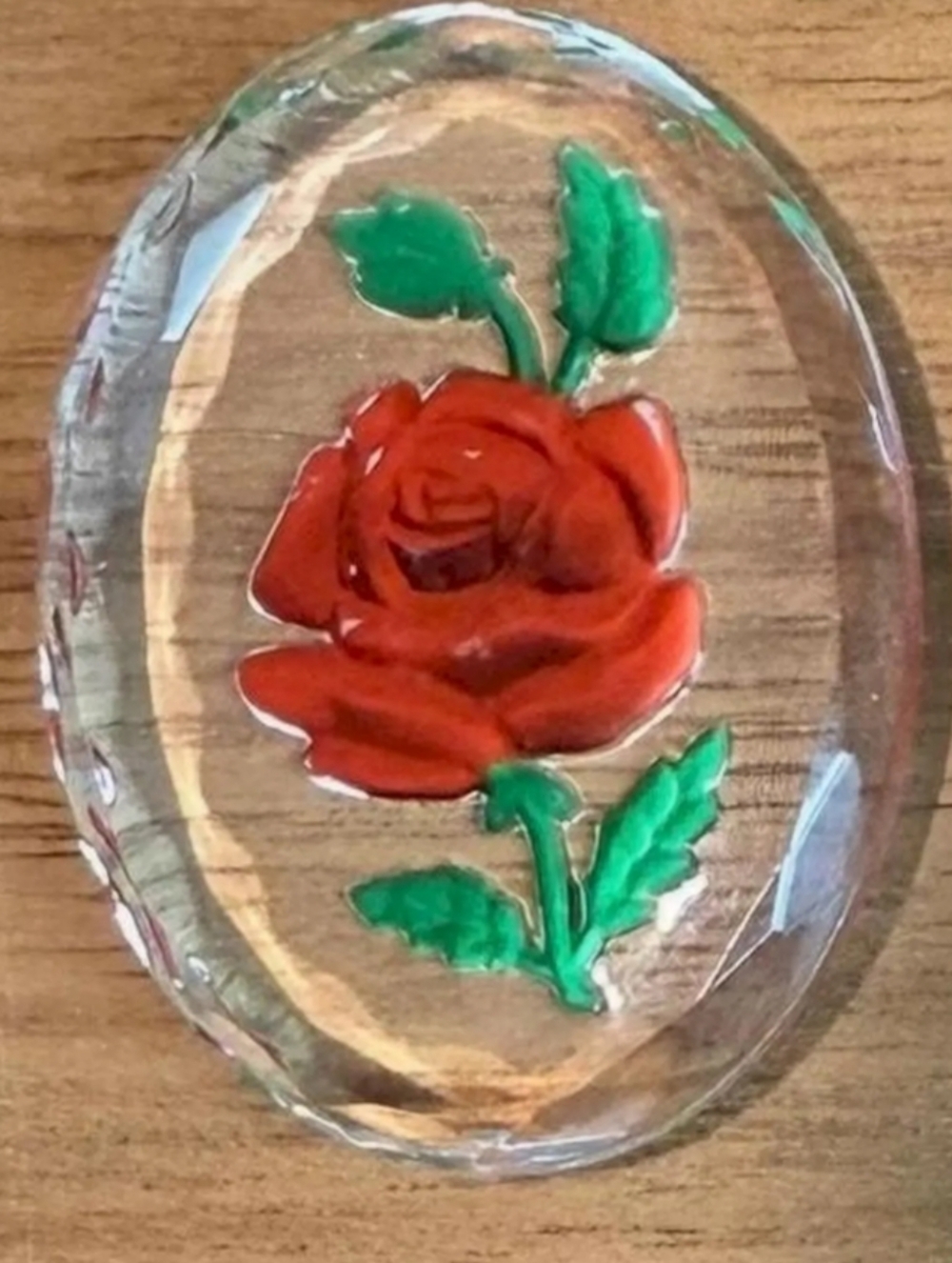 Vintage German Glass Intaglio Red Rose Cameo Cabochon